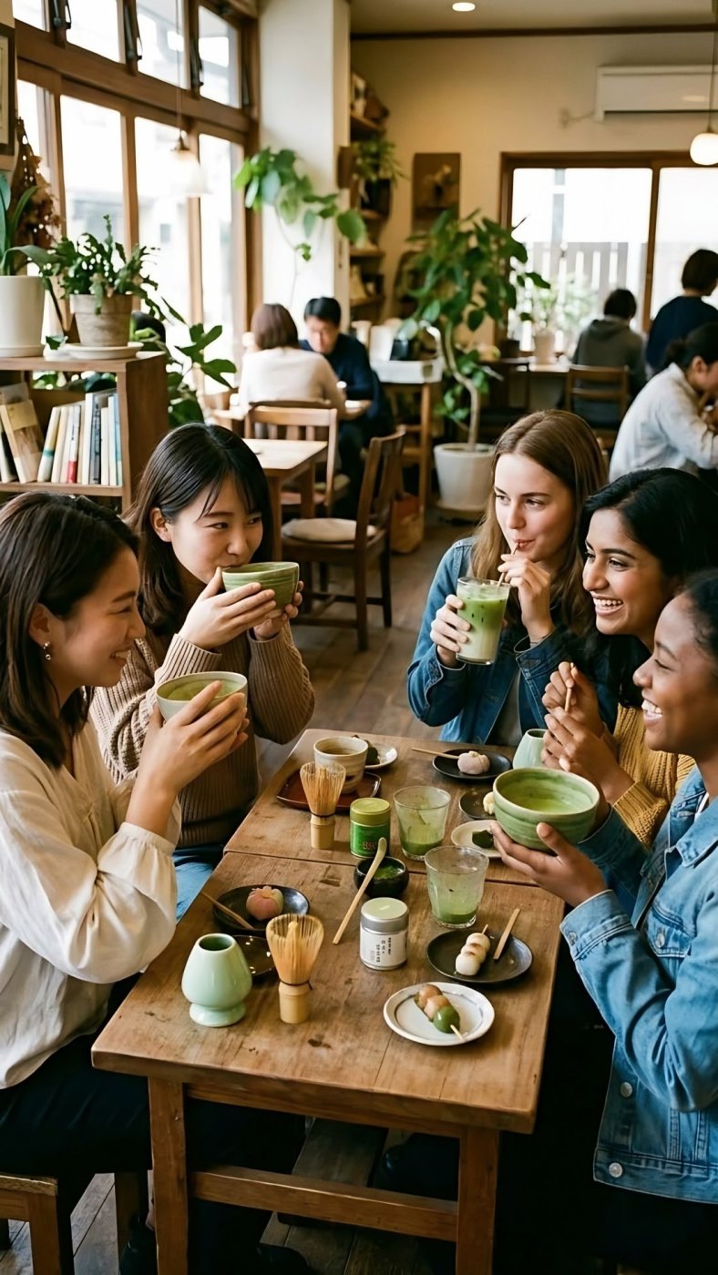 Friends sharing drinks at the café